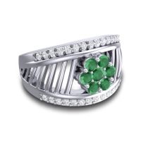 Statement Floral Pave Japa Ring