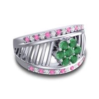 Statement Floral Pave Japa Ring