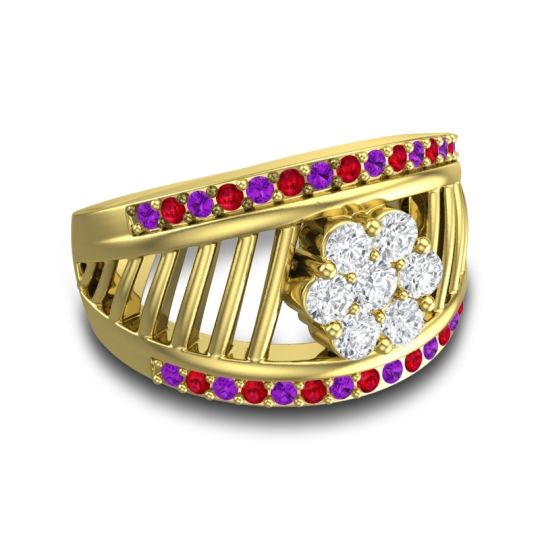 Statement Floral Pave Japa Ring