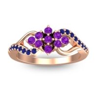 Amethyst Fashion Ring In 18K Rose Gold With Blue Sapphire – Torana Simple Ring