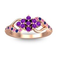 Amethyst Fashion Ring In 18K Rose Gold With Blue Sapphire And Pink Tourmaline – Torana Simple Ring
