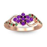 Amethyst Fashion Ring In 18K Rose Gold With Garnet And Emerald – Torana Simple Ring