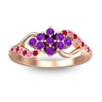 Amethyst Fashion Ring In 18K Rose Gold With Pink Tourmaline And Ruby – Torana Simple Ring