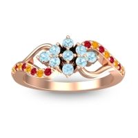 Aquamarine Fashion Ring In 18K Rose Gold With Citrine And Ruby – Torana Simple Ring
