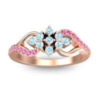Aquamarine Fashion Ring In 18K Rose Gold With Pink Tourmaline – Torana Simple Ring