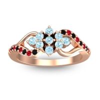 Aquamarine Fashion Ring In 18K Rose Gold With Ruby And Black Onyx – Torana Simple Ring