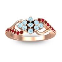 Aquamarine Fashion Ring In 18K Rose Gold With Ruby And Garnet – Torana Simple Ring