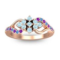 Aquamarine Fashion Ring In 18K Rose Gold With Swiss Blue Topaz And Amethyst – Torana Simple Ring
