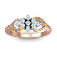 Aquamarine Fashion Ring In 18K Rose Gold With Swiss Blue Topaz And Citrine – Torana Simple Ring