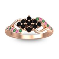 Black Onyx Fashion Ring In 18K Rose Gold With Pink Tourmaline And Emerald – Torana Simple Ring
