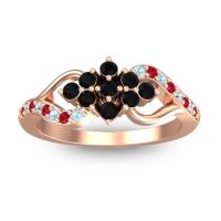Black Onyx Fashion Ring In 18K Rose Gold With Ruby And Aquamarine – Torana Simple Ring