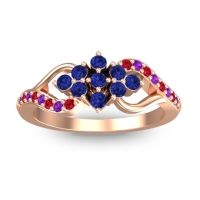 Blue Sapphire Fashion Ring In 18K Rose Gold With Amethyst And Ruby – Torana Simple Ring