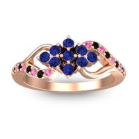 Blue Sapphire Fashion Ring In 18K Rose Gold With Black Onyx And Pink Tourmaline – Torana Simple Ring