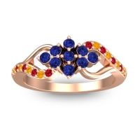 Blue Sapphire Fashion Ring In 18K Rose Gold With Citrine And Ruby – Torana Simple Ring