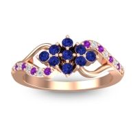 Blue Sapphire Fashion Ring In 18K Rose Gold With Lab Diamond And Amethyst – Torana Simple Ring
