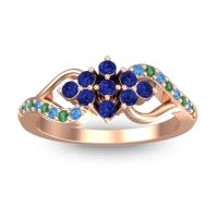 Blue Sapphire Fashion Ring In 18K Rose Gold With Emerald And Swiss Blue Topaz – Torana Simple Ring