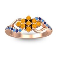 Citrine Fashion Ring In 18K Rose Gold With Blue Sapphire And Swiss Blue Topaz – Torana Simple Ring