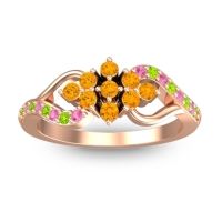 Citrine Fashion Ring In 18K Rose Gold With Peridot And Pink Tourmaline – Torana Simple Ring