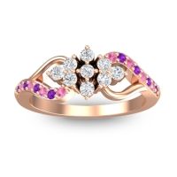 Diamond Fashion Ring In 14K Rose Gold With Amethyst And Pink Tourmaline – Torana Simple Ring