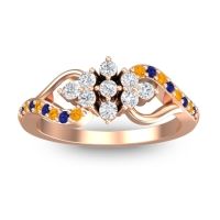 Lab Diamond Fashion Ring In 18K Rose Gold With Blue Sapphire And Citrine – Torana Simple Ring