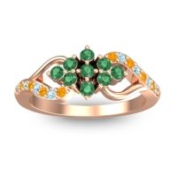 Emerald Fashion Ring In 18K Rose Gold With Aquamarine And Citrine – Torana Simple Ring