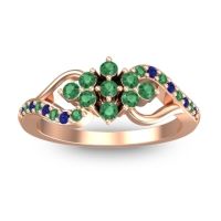 Emerald Fashion Ring In 18K Rose Gold With Blue Sapphire – Torana Simple Ring