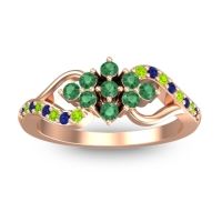 Emerald Fashion Ring In 18K Rose Gold With Blue Sapphire And Peridot – Torana Simple Ring