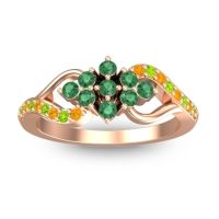 Emerald Fashion Ring In 14K Rose Gold With Peridot And Citrine – Torana Simple Ring