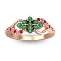 Emerald Fashion Ring In 14K Rose Gold With Pink Tourmaline And Garnet – Torana Simple Ring