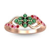 Emerald Fashion Ring In 18K Rose Gold With Pink Tourmaline And Ruby – Torana Simple Ring