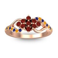Garnet Fashion Ring In 18K Rose Gold With Citrine And Blue Sapphire – Torana Simple Ring