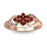 Garnet Fashion Ring In 18K Rose Gold With Pink Tourmaline And Emerald – Torana Simple Ring