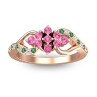 Pink Tourmaline Fashion Ring In 18K Rose Gold With Lab Diamond And Emerald – Torana Simple Ring