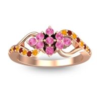 Pink Tourmaline Fashion Ring In 18K Rose Gold With Garnet And Citrine – Torana Simple Ring