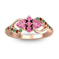 Pink Tourmaline Fashion Ring In 18K Rose Gold With Garnet And Emerald – Torana Simple Ring