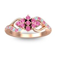 Pink Tourmaline Fashion Ring In 18K Rose Gold With Aquamarine – Torana Simple Ring