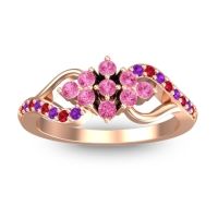 Pink Tourmaline Fashion Ring In 18K Rose Gold With Ruby And Amethyst – Torana Simple Ring