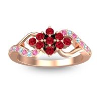 Ruby Fashion Ring In 14K Rose Gold With Aquamarine And Pink Tourmaline – Torana Simple Ring