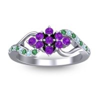 Amethyst Fashion Ring In Platinum With Aquamarine And Emerald – Torana Simple Ring