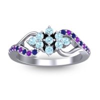 Aquamarine Fashion Ring In 18k White Gold With Amethyst And Blue Sapphire – Torana Simple Ring