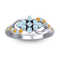Aquamarine Fashion Ring In Palladium With Citrine – Torana Simple Ring