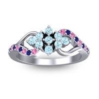 Aquamarine Fashion Ring In Palladium With Blue Sapphire And Pink Tourmaline – Torana Simple Ring