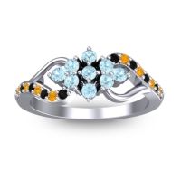 Aquamarine Fashion Ring In Palladium With Citrine And Black Onyx – Torana Simple Ring