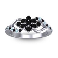 Black Onyx Fashion Ring In Palladium With Aquamarine – Torana Simple Ring