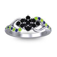 Black Onyx Fashion Ring In Palladium With Blue Sapphire And Peridot – Torana Simple Ring
