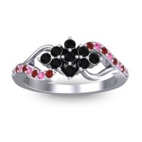 Black Onyx Fashion Ring In Palladium With Pink Tourmaline And Garnet – Torana Simple Ring