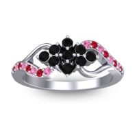 Black Onyx Fashion Ring In Palladium With Ruby And Pink Tourmaline – Torana Simple Ring
