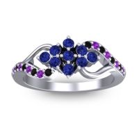 Blue Sapphire Fashion Ring In 18k White Gold With Amethyst And Black Onyx – Torana Simple Ring