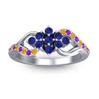 Blue Sapphire Fashion Ring In 18k White Gold With Amethyst And Citrine – Torana Simple Ring