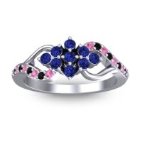Blue Sapphire Fashion Ring In 18k White Gold With Black Onyx And Pink Tourmaline – Torana Simple Ring